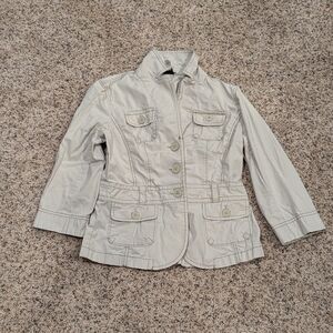 Women's Ann Taylor Loft Khaki Button up Jacket SZ XS